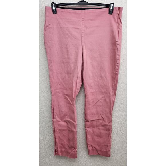 Old Navy Pants - Old Navy Pink Side Zip Flat Front Dress Pants 14 Tapered Legs Soft Stretch